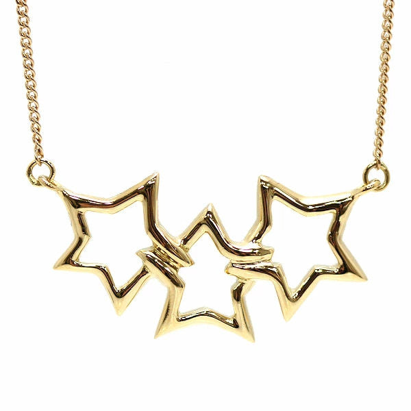 Excellent Tiffany & Co Yellow Gold 18K Triple Star Necklace L 46cm 18in Auth