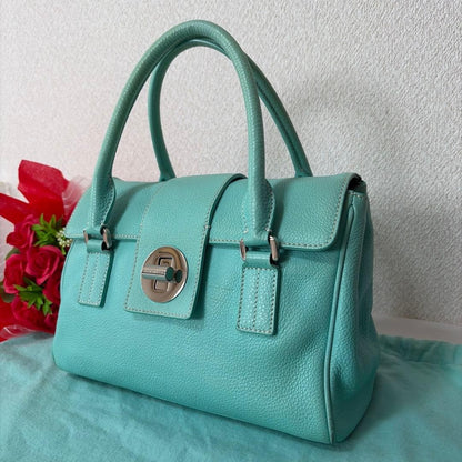 Tiffany & Co Manhattan Satchel Tiffany Blue Calf Leather Handbag Silver Hardware