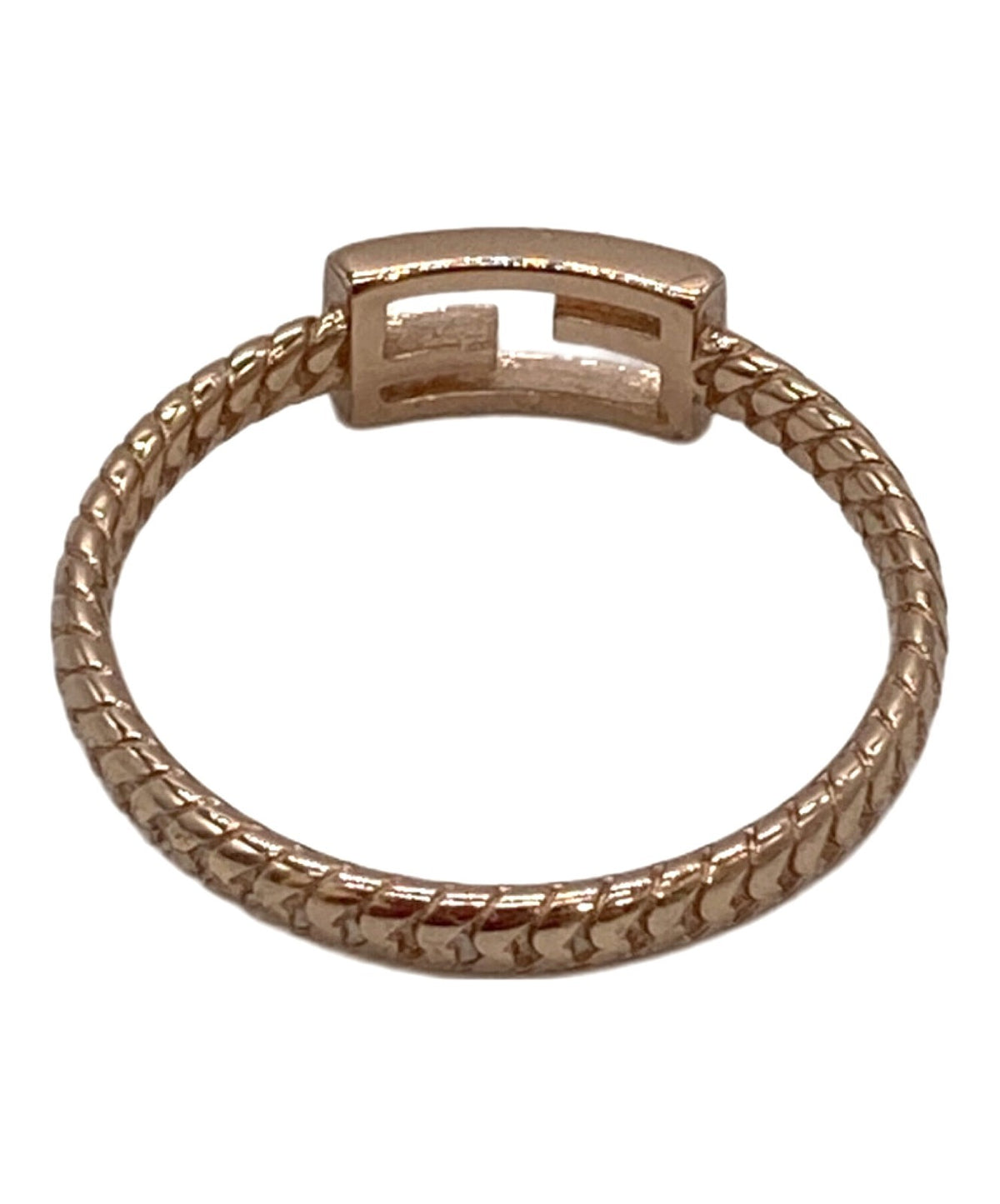 FENDI Zucchino Baguette Ring FF Logo Pink Gold US6.5 EU53 Model 1A4620 Italy HW