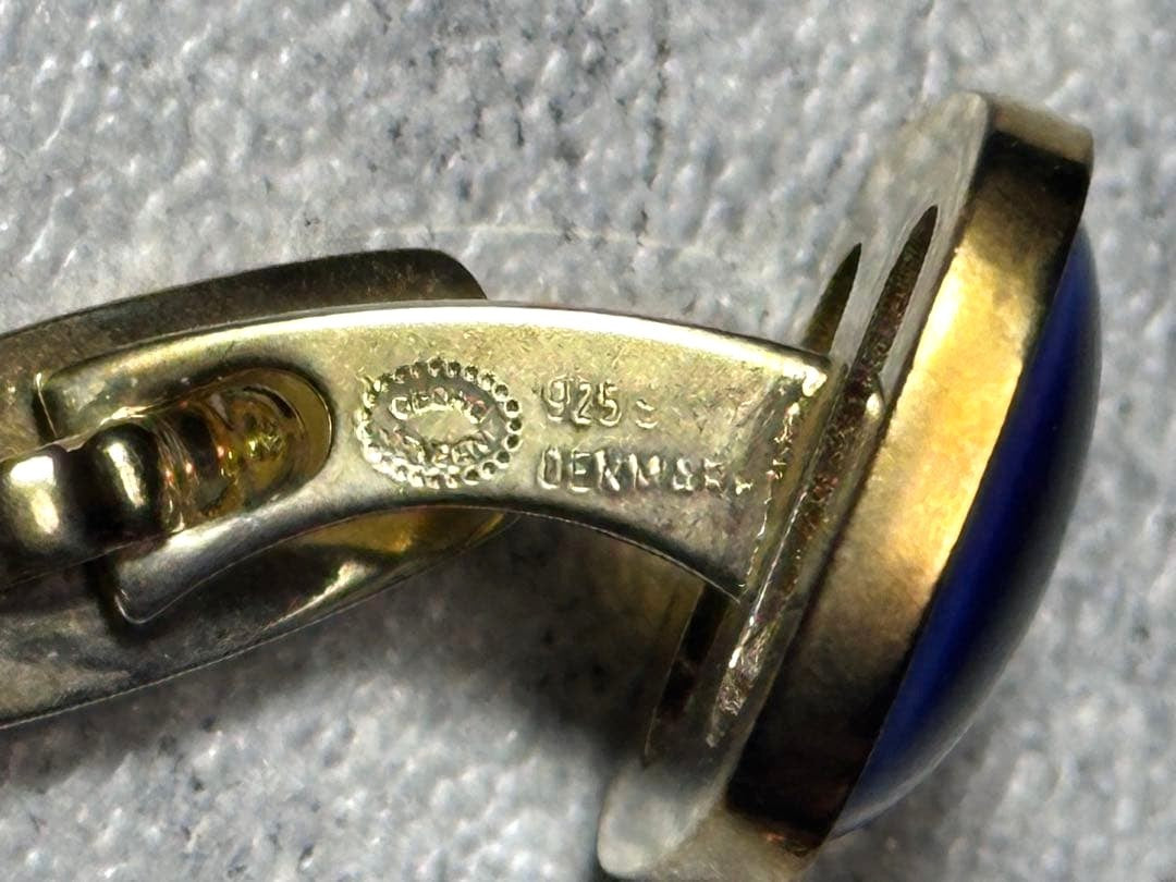 Georg Jensen Anchor Cufflinks Tie Clip Set Sterling Silver 925 Blue Denmark Men