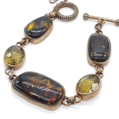 Stephen Dweck Black Amber Olive Quartz Bronze bracelet L 7.9" Used
