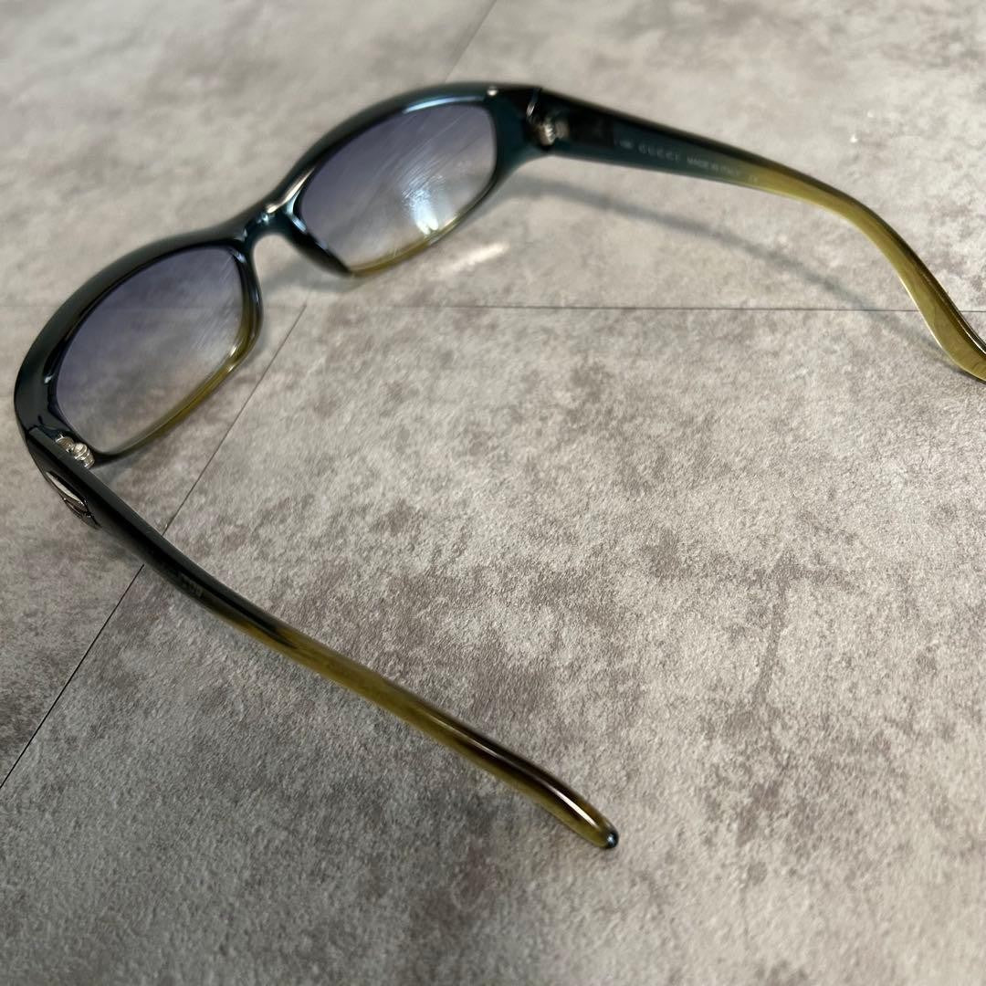 GUCCI GG2456/S Sunglasses Blue Gray Gradient Lens Olive Brown Frame Unisex
