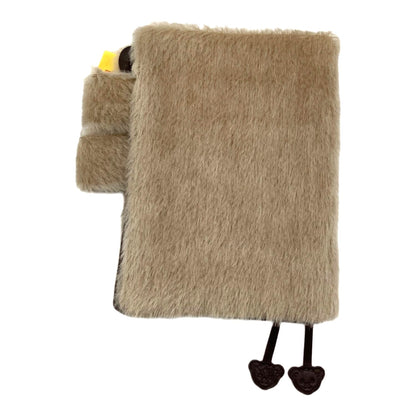 Steiff Knopf im Ohr Plush Notebook Cover Faux Fur Beige Bear Charm Book Sleeve