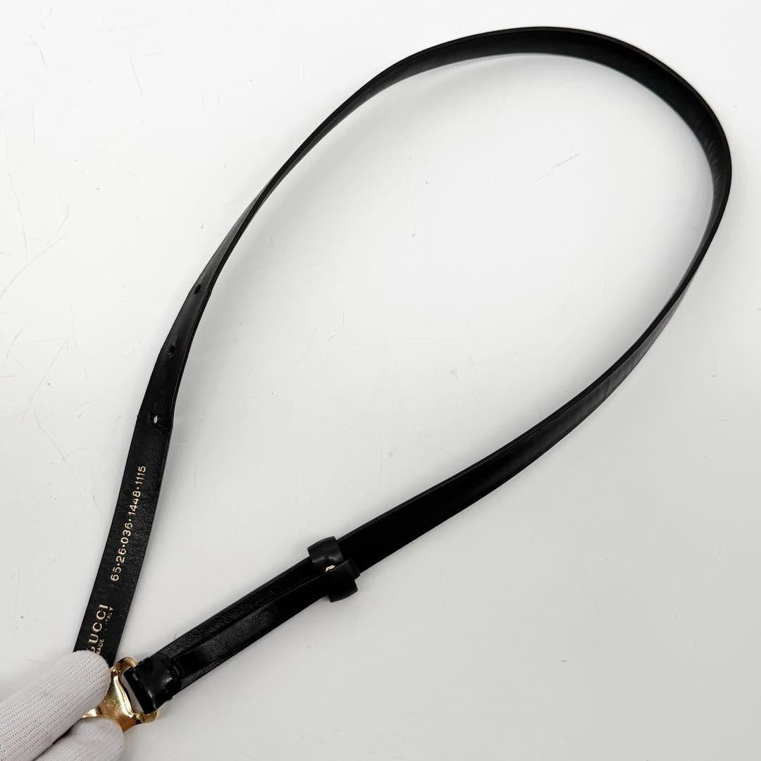 Vintage Gucci 96 AW Black Leather Gold Tone Buckle Belt 81cm 32in