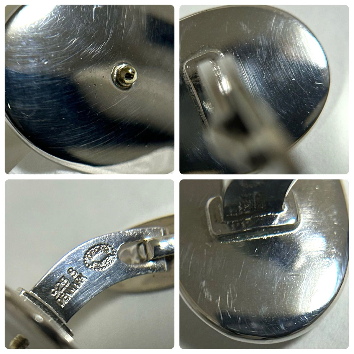 Georg Jensen Cufflinks Model 200 Sterling Silver 925 Oval Mens Denmark Vintage