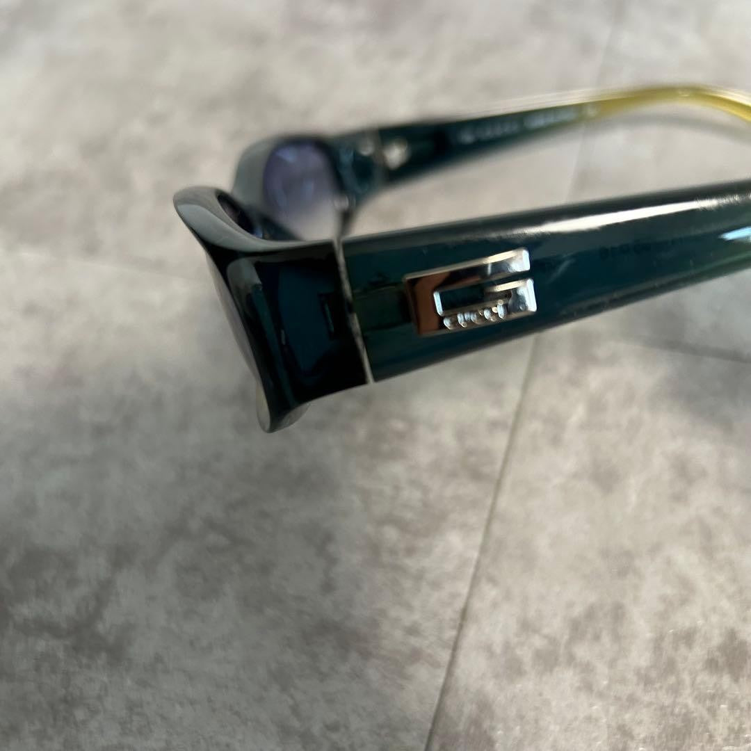 GUCCI GG2456/S Sunglasses Blue Gray Gradient Lens Olive Brown Frame Unisex