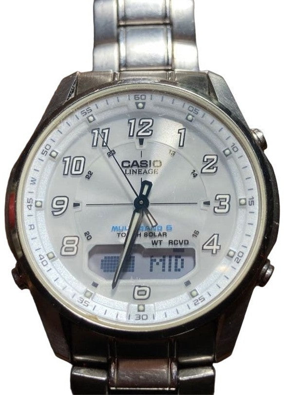 CASIO LINEAGE LCW-M100 Tough Solar Radio Wave Mens Watch Silver Steel 38mm