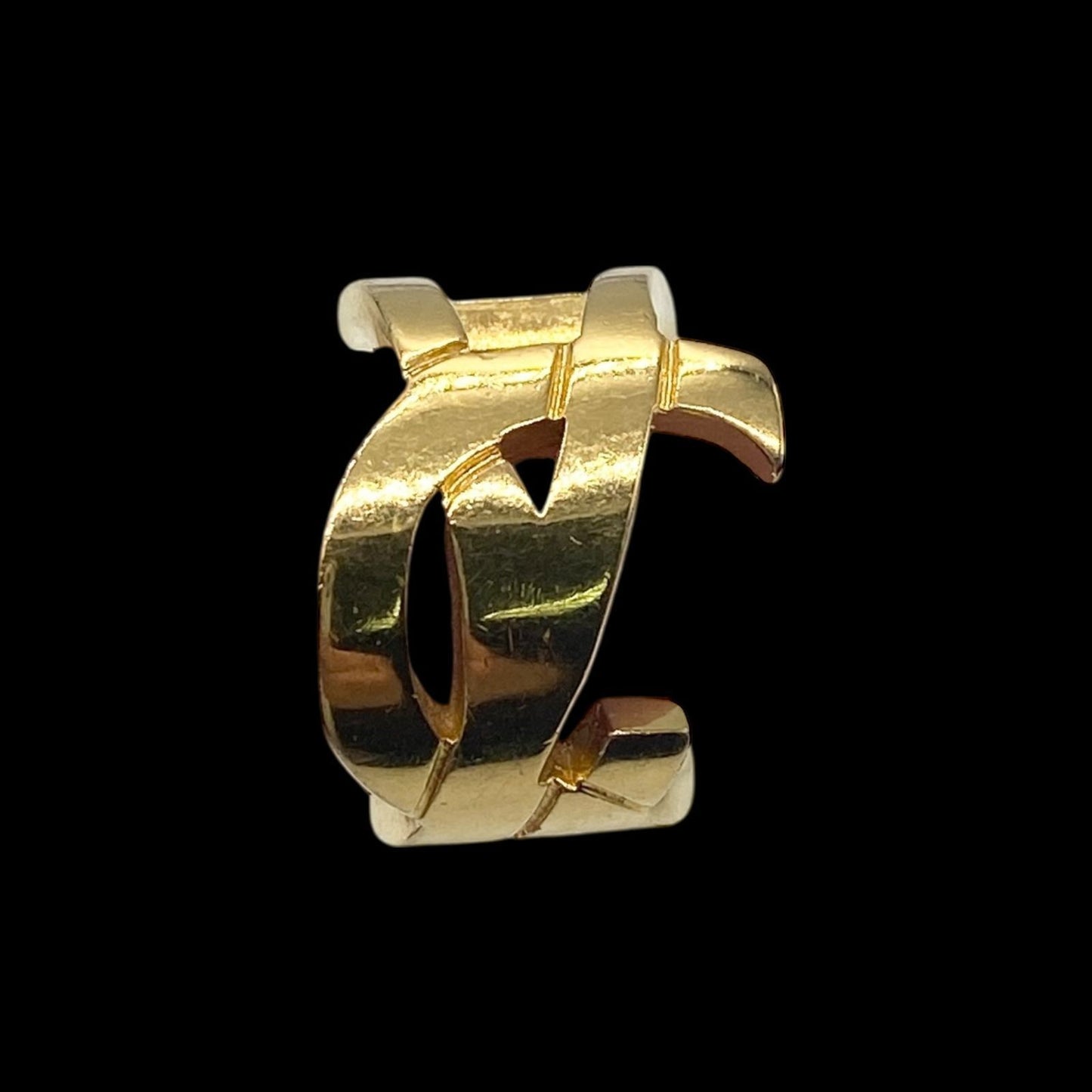 Authentic SAINT LAURENT Paris Gold Plated Cassandra Logo Ring Size 49 US 5 Rare