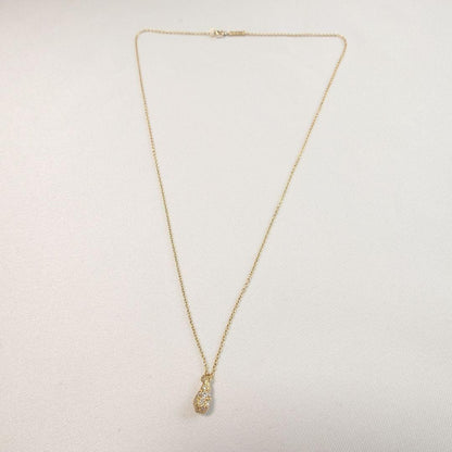 Tiffany & Co K18YG Yellow Gold Pave Diamond Teardrop Necklace Pendant 40cm 15.7"