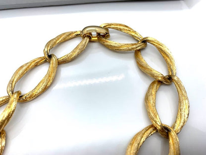 Vintage 1973s Christian Dior Large Oval Link Gold Tone Necklace Choker With Box