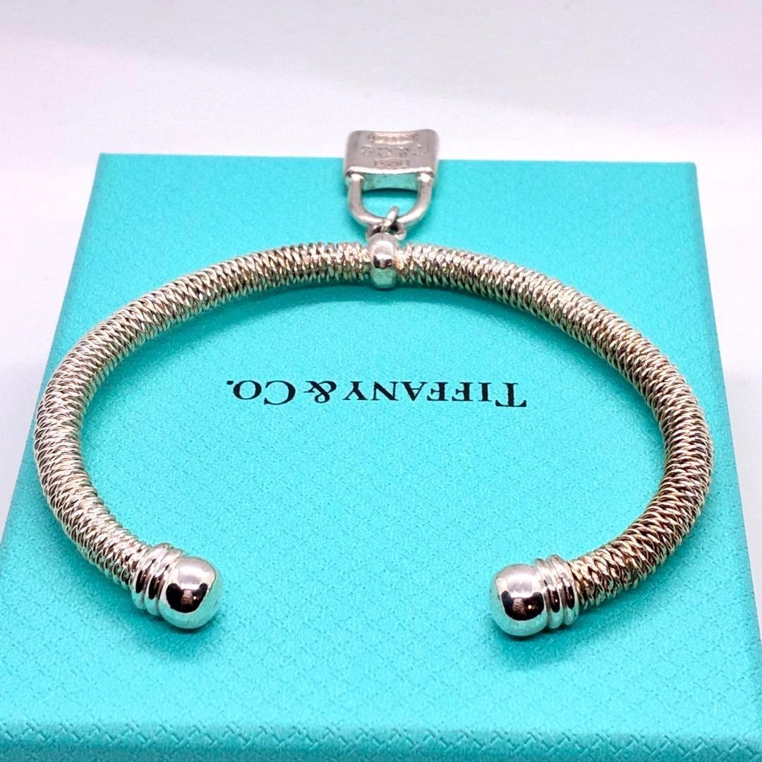 Tiffany Co Somerset Mesh Bangle Bracelet Padlock Sterling Silver 925 Used No Box