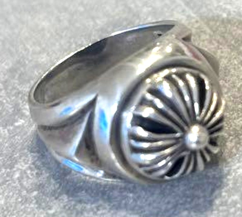 A&G Sterling Silver 925 Flower Concho Pattern Ring Size US 10-10.5 Used VTG
