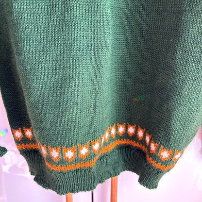 DALE of NORWAY Nordic Wool Sweater Men's M Green Crew Neck Knit Jumper Norway