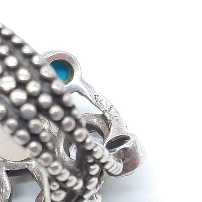Stephen Dweck Sterling Silver Rose Quartz Turquoise Ring Size US 6.5 Used Women
