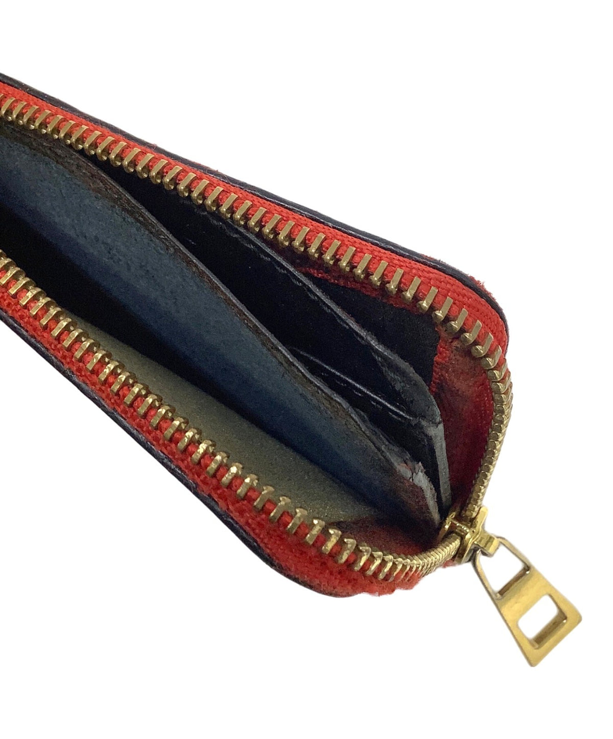 LOEWE Anagram Coin Case Card Holder Red Leather Gold HW Spain 12cm Zip Pouch