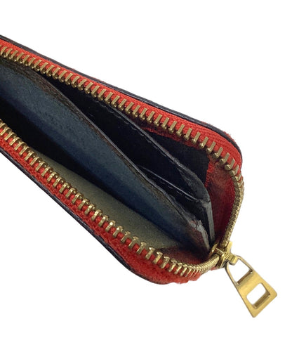 LOEWE Anagram Coin Case Card Holder Red Leather Gold HW Spain 12cm Zip Pouch