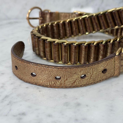 Miu Miu Gold Hardware Leather Chain Belt Double Ring L 94cm 37in Excellent