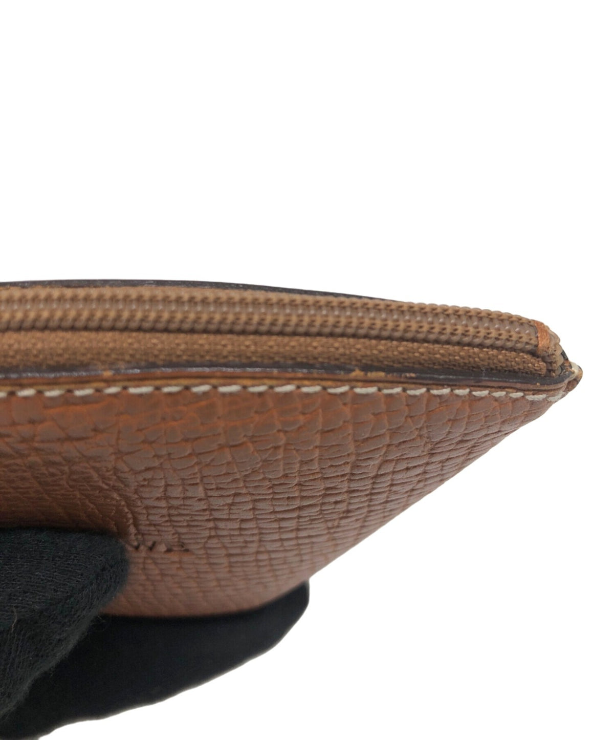 LOEWE Triangle Coin Case Pouch Brown Leather Anagram Spain Vintage Authentic