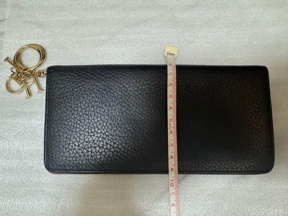 Christian Dior Diorissimo Bifold Long Wallet Black Leather Gold Hardware Rare