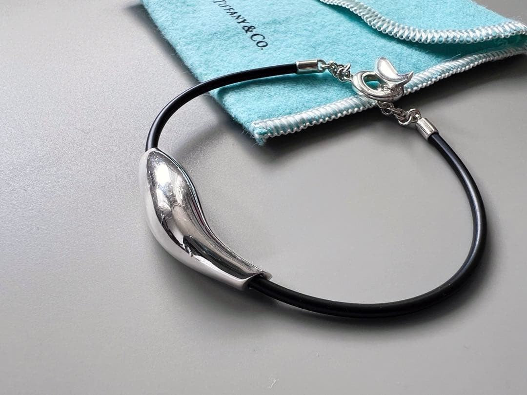 Tiffany & Co Sterling Silver & Rubber Frank Gehry Fish Bracelet Toggle Excellent