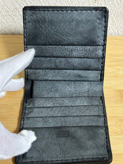 HERZ Alaska Leather Bifold Wallet Black Waxed Handmade Japan Limited Used