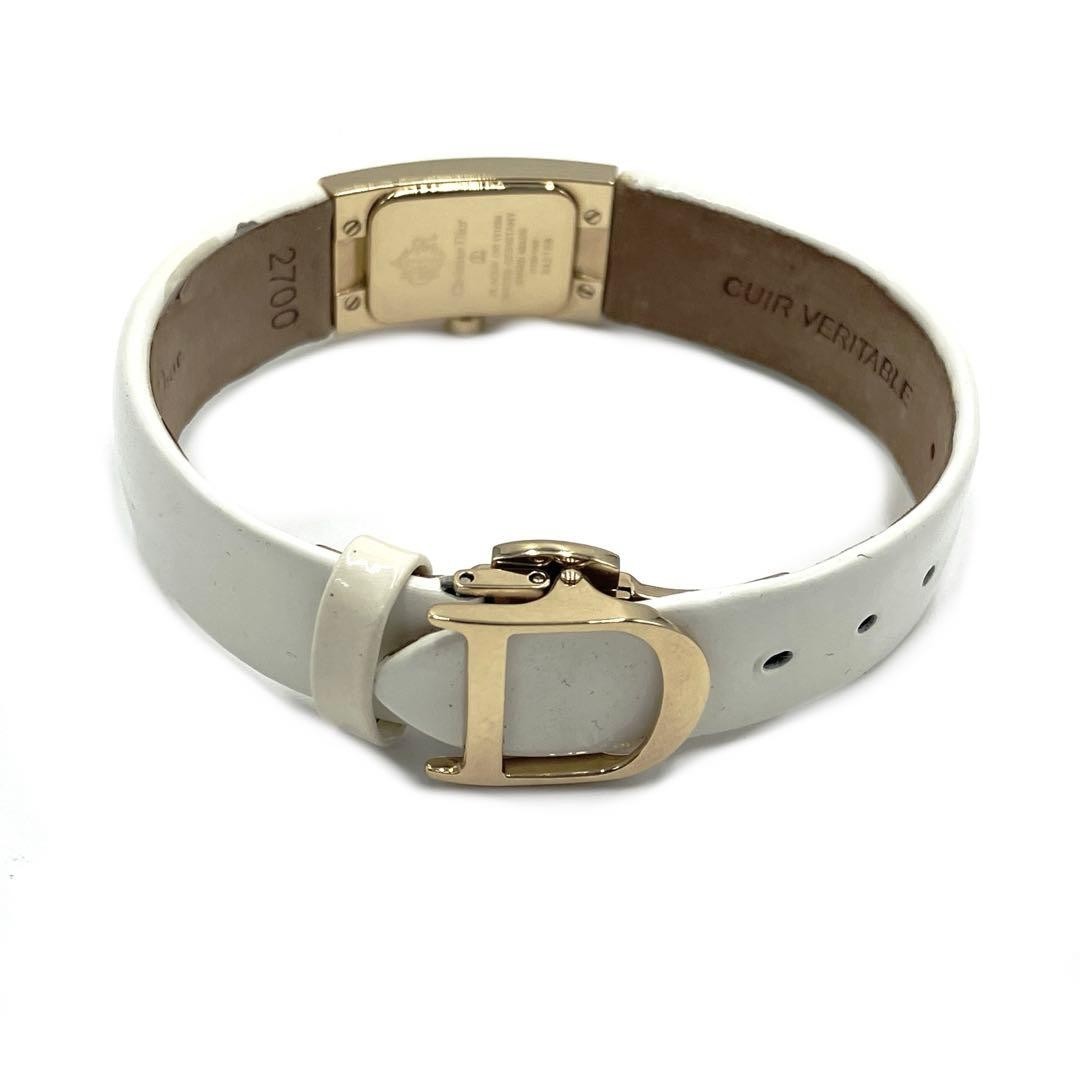 Vintage Christian Dior D102-150 Quartz Wristwatch Gold Plated White Leather Band
