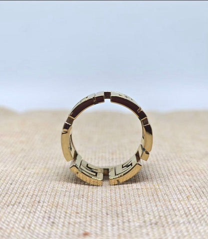 FENDI×VERSACE FENDACE Gold Tone Ring Size 9.5 Extremely Rare Discontinued Item