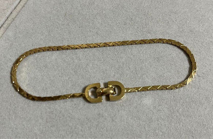 Vintage Dior CD Logo Gold Plated Bracelet women From Japan