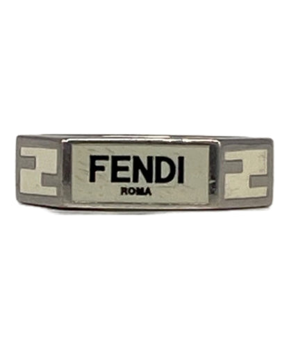 FENDI Zucca Logo Ring Band White x Silver Metal Size XS Mens Accessory 1A0923