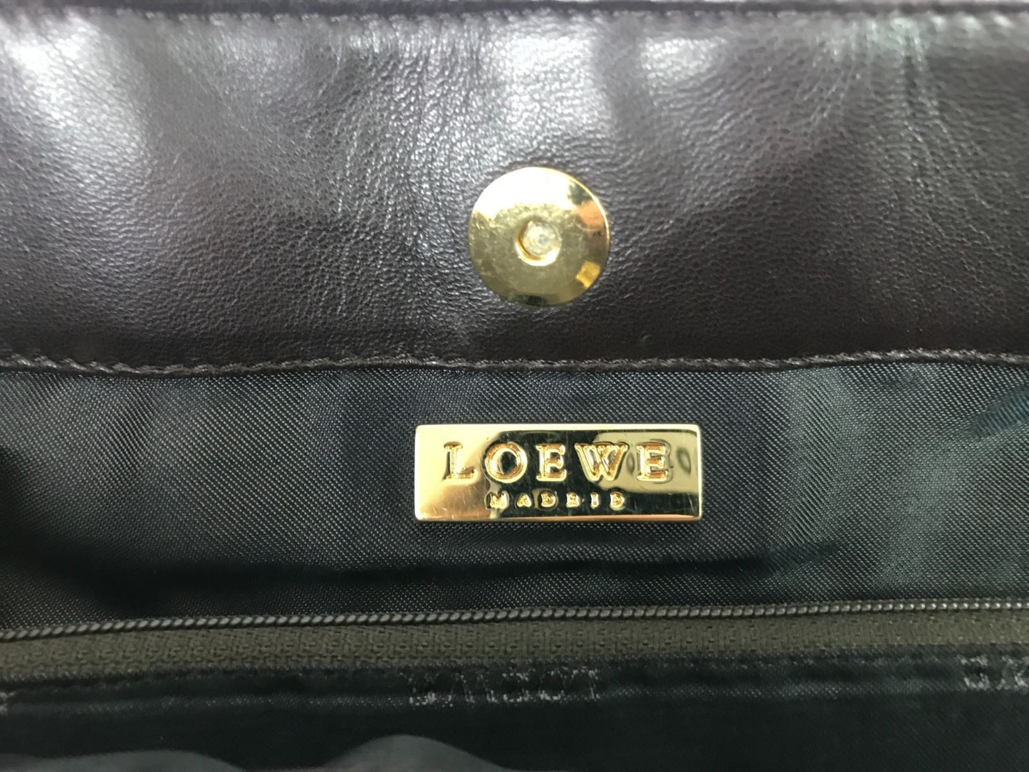 Authentic LOEWE Shearling Fur Brown Leather Tote Bag Shoulder Bag Excellent