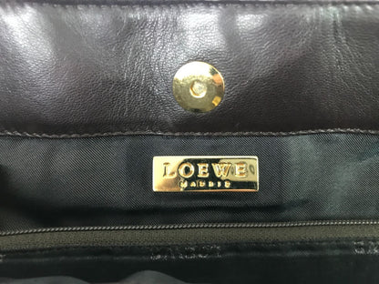 Authentic LOEWE Shearling Fur Brown Leather Tote Bag Shoulder Bag Excellent