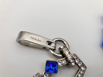 Prada Rhinestone Jewel Plastic Chain Shoulder Strap Blue Silver 90 cm 35.4"