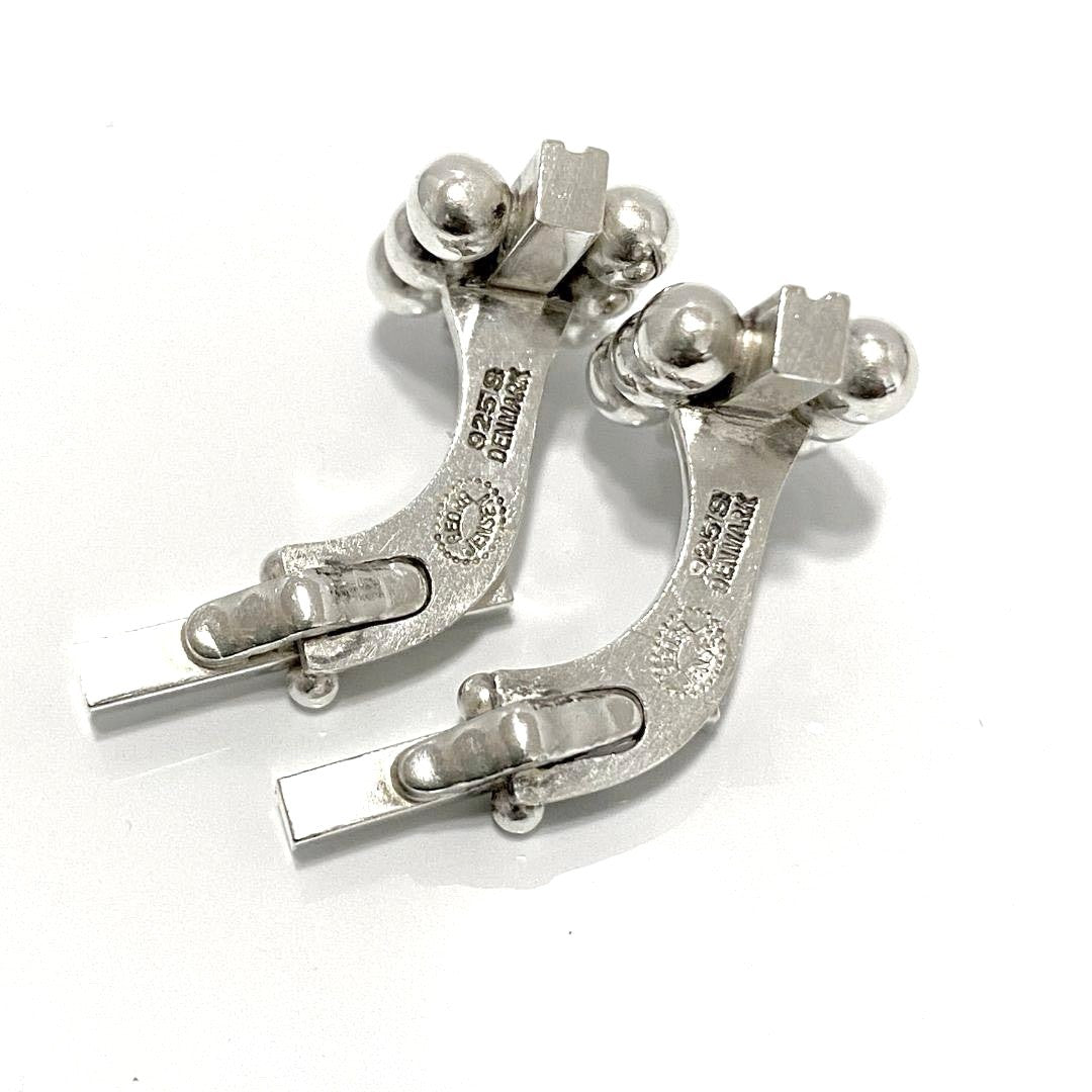 Georg Jensen Cufflinks Sterling Silver 925 Ball Design Denmark Vintage Mens