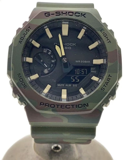 CASIO G-SHOCK GA-2100 Camouflage Ana-Digi Watch Green Resin Case 20BAR WR Used