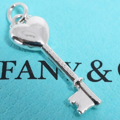 Tiffany & Co Sterling Silver 925 Pink Enamel Heart Key Pendant Top Charm