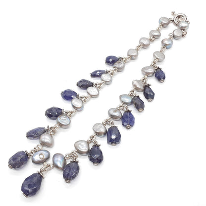 Stephen Dweck Black Pearl Amethyst Sterling Silver 925 Necklace L 16" Toggle