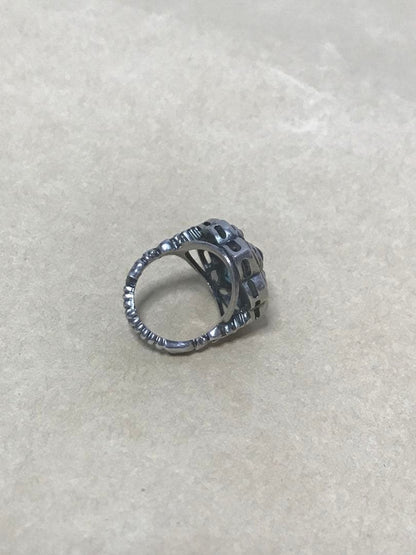 Extremely Rare Gucci Alessandro Michele Crystals Flower Ring Silver Tone Metal