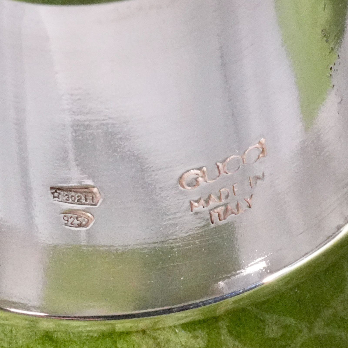 Excellent Gucci Silver 925 Cut Out Modernist Wide Band Ring Size 54.5 US 7