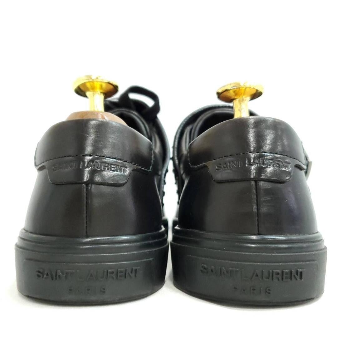 Saint Laurent Black Leather Studded Buckle Strap Sneakers EU 34 US 4.5 Unused