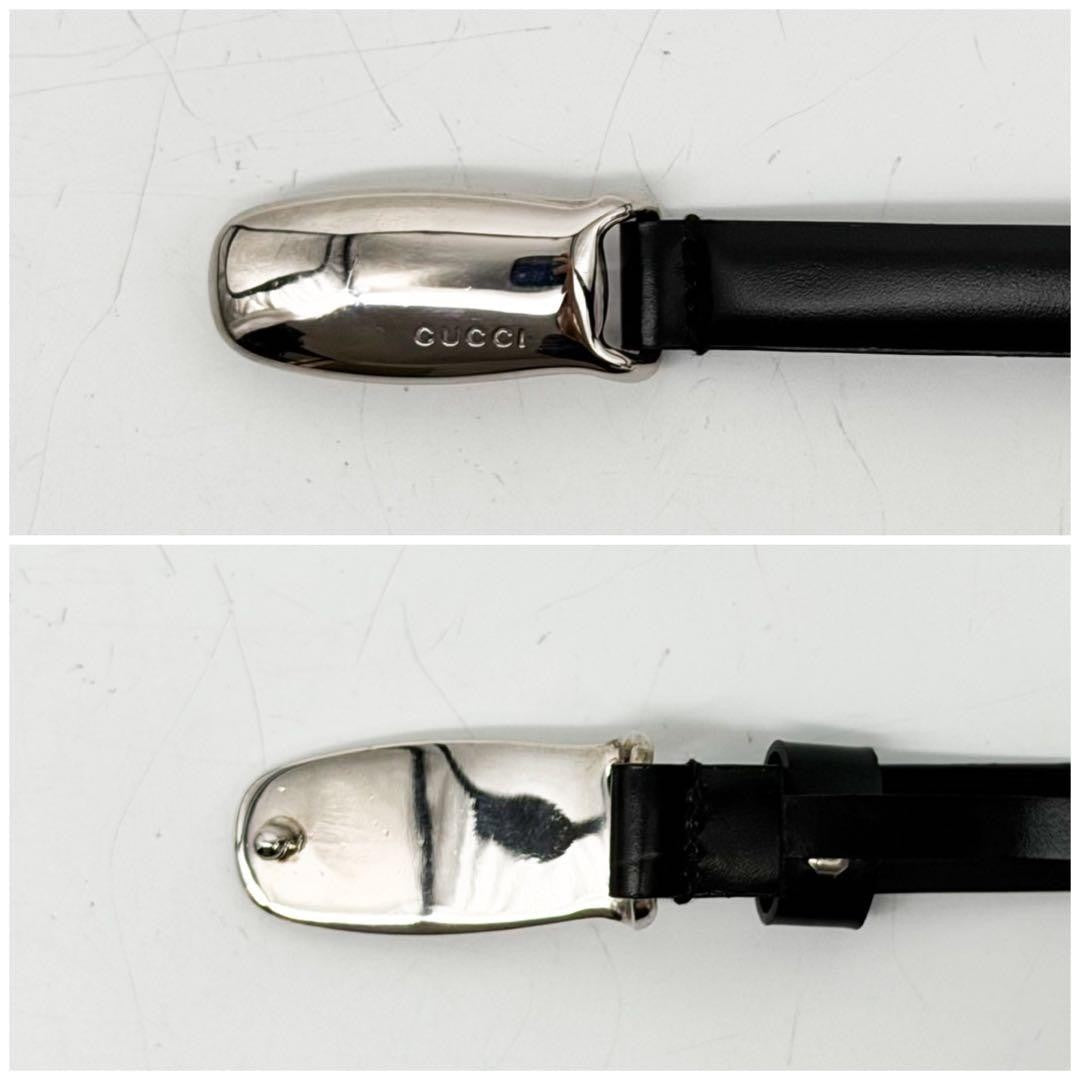 Vintage Gucci 96 AW Black Leather Silver Tone Buckle Belt 85cm 33.4in Tom Ford
