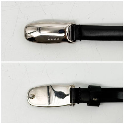Vintage Gucci 96 AW Black Leather Silver Tone Buckle Belt 85cm 33.4in Tom Ford