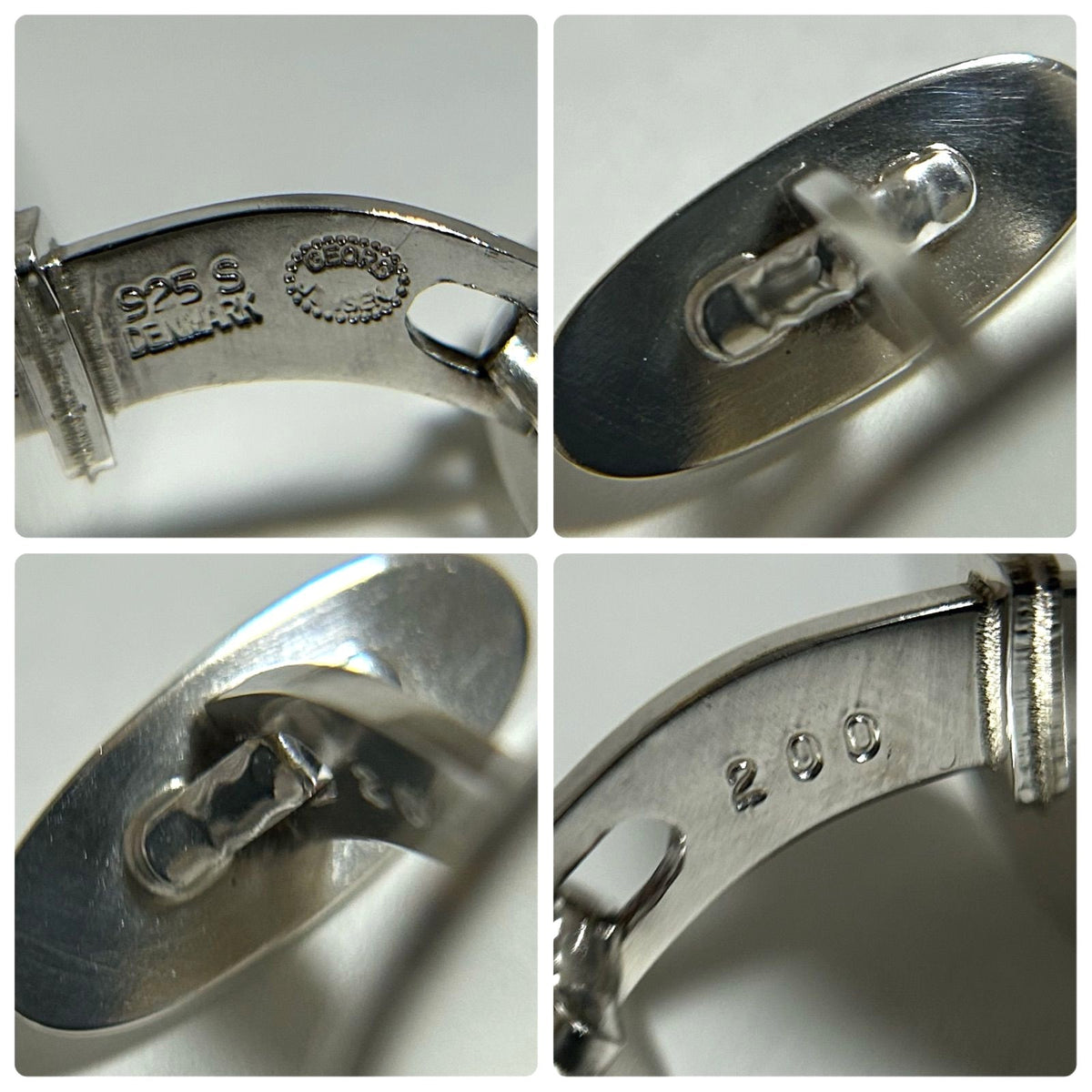 Georg Jensen Cufflinks Model 200 Sterling Silver 925 Oval Mens Denmark Vintage