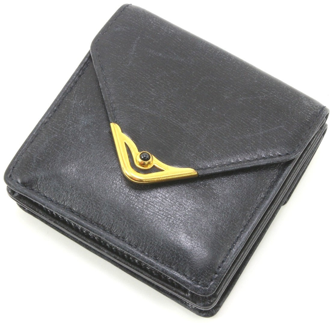 Cartier Sapphire Line Coin Case Purse Wallet Navy Leather Gold HW Authentic Used