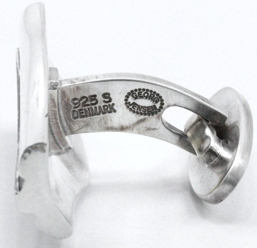 Georg Jensen #204 Cufflinks Silver 925 Wave Ripple Denmark Men 0.5x1.1in. Used