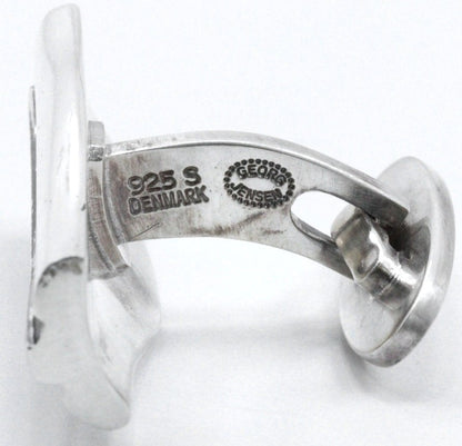 Georg Jensen #204 Cufflinks Silver 925 Wave Ripple Denmark Men 0.5x1.1in. Used