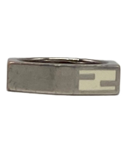 FENDI Zucca Logo Ring Band White x Silver Metal Size XS Mens Accessory 1A0923