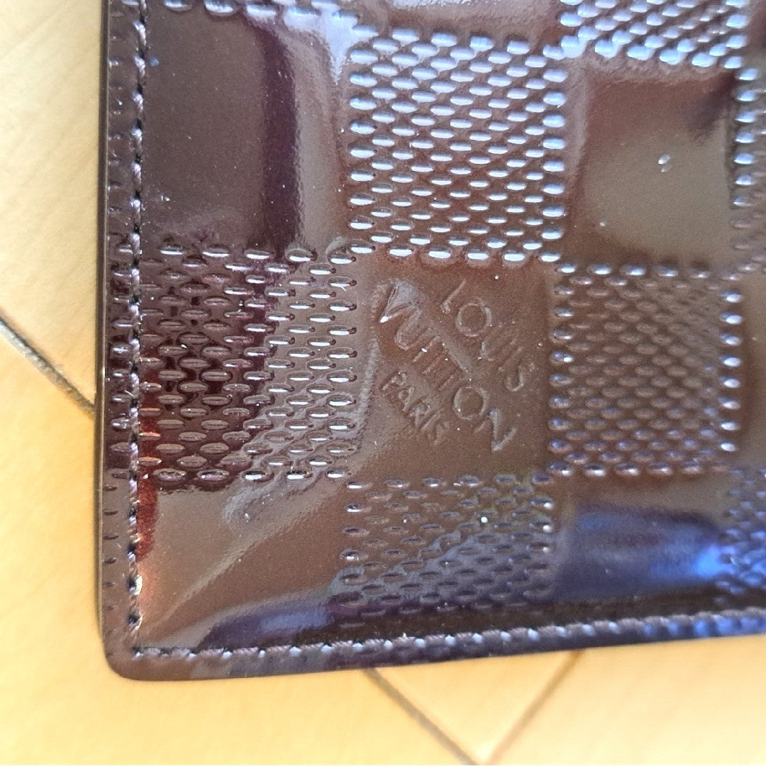 Louis Vuitton Agenda Cover Damier Vernis Notebook Case Bordeaux Patent Leather