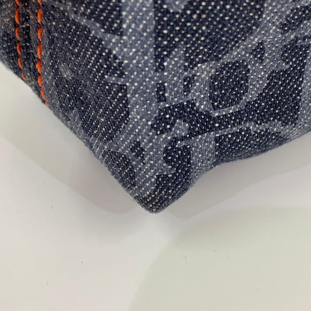 Christian Dior Pouch Trotter Navy Denim Orange Authentic CM1006 Used