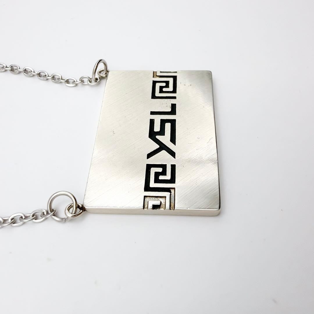 Yves Saint Laurent Sterling Silver 925 Square Logo Necklace L 53cm 20in Vintage