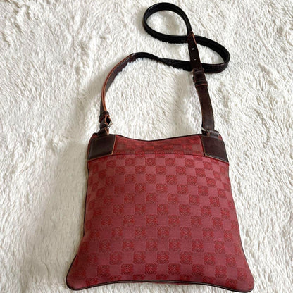 Loewe Repeat Anagram Shoulder Bag Canvas Leather Red Used From Japan